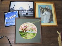Lot: 4 assorted framed items