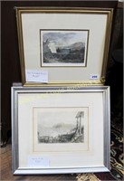 Lot of 2 Framed, Matted Etchings