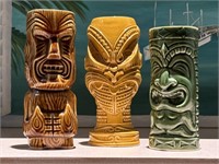 Hawaiian Tiki Mid Century Style Vases