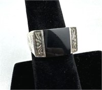 925 Silver Square Onyx Ring