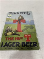TENNETS THE 19TH LAGER BEER METAL SIGN 8 x12IN
