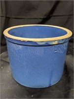 Blue Crock 7" Across and 5" Tall In Good Condition