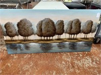 Tree Lined Water Painting on Canvas