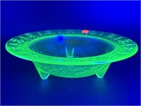 LARGE FOOTED URANIUM GLASS BOWL