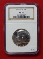 1967 Kennedy Silver 40% Half Dollar SMS NGC MS66