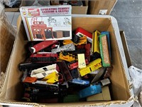 Box of Old Train Cars & Accessories