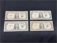 4 Blue Seal Silver Certificates