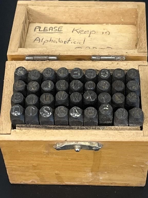 Metal Alphabet Punch Set in Wooden Box
