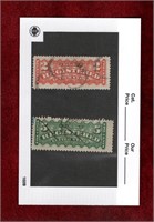 CANADA 1875-6 USED REGISTRATION STAMPS #F1 & F2