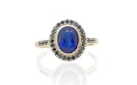 Synthetic sapphire & 9ct gold cocktail ring