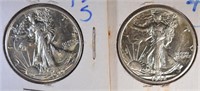 2-CH BU 1942-S WALKING LIBERTY HALVES