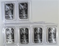 6-ONE OUNCE .999 SILVER BARS ( SILVERTOWNE )