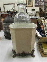 CERAMIC FOOTED WINE CHILLER , 15" GLASS BOTTLE