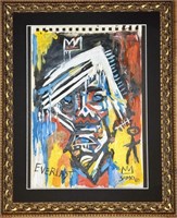 Jean Michel - Basquiat Mixed Media "Andy Warhol"