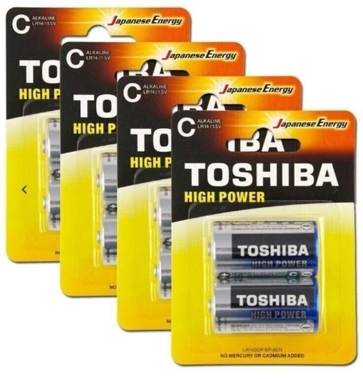 8pc Toshiba Alkaline C Battery 1.5V, 2025