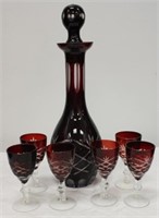 Bohemian 7 piece cut to clear decanter set