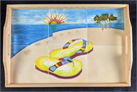 Sandal Wooden and Tile Trays Beach Theme