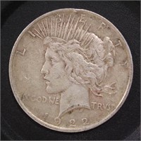 US Silver Coin 1922 Peace Silver Dollar $1, circul