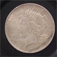 US Silver Coin 1922 Peace Silver Dollar $1, circul