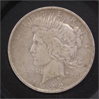 US Silver Coin 1922 Peace Silver Dollar $1, circul