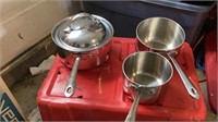 3 Tramatina Saucepans; 1 with lid