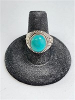 Large Sterling Turquoise Ring 12 Grams Size 9