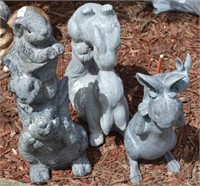 3pcs Various Rabbit Yard Statues