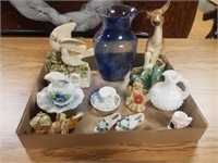 Flat of Knick Knacks & Blue Vase