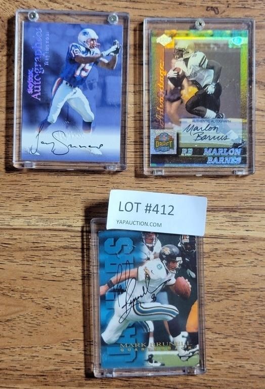 3 AUTOGRAPHED FOOTBALL SPORTS TRADING CARDS