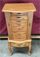 Standing Oak Jewelry Chest Armoire