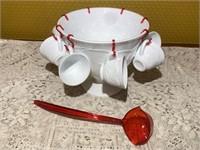 Milk Glass Punch Bowl Set w/Ladle