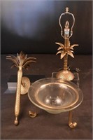 Brass Lamp with Matching Sconce & Bowl Décor