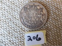 Canadian Silver 1942 Fifty Cents Coin