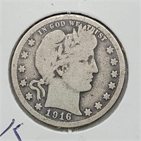 1916 D BARBER QUARTER