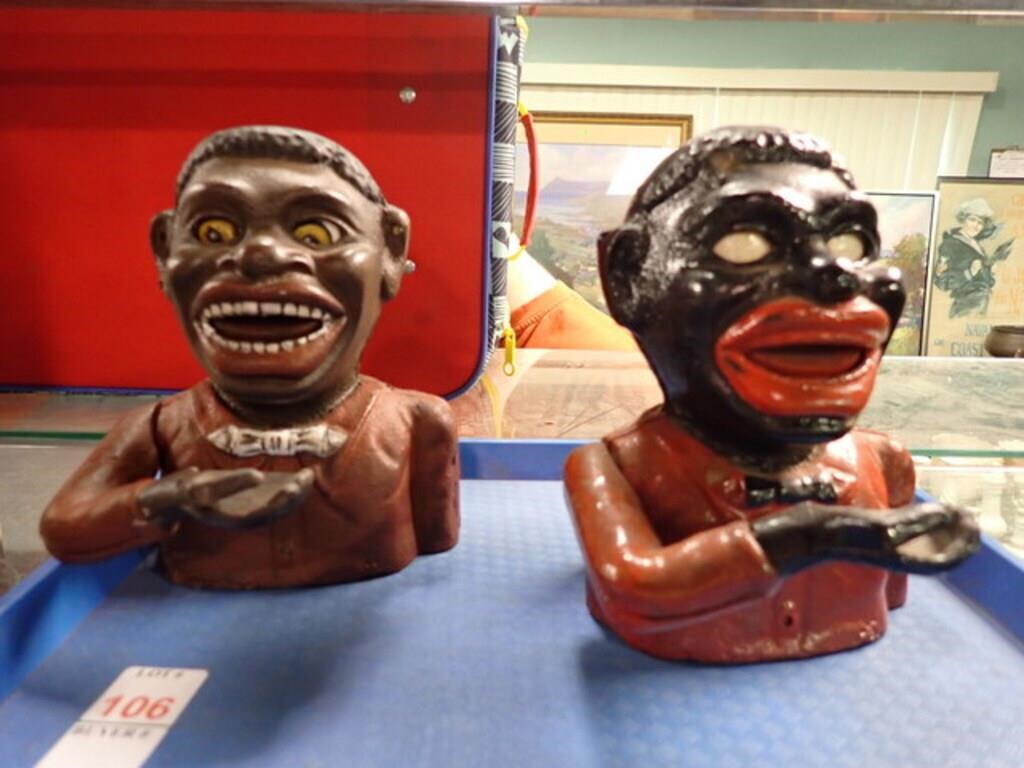 2 CAST ETHNIC CARICATURE COIN BANKS