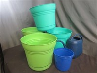 (4) NEW 12" Diameter Planters - Watering Can -