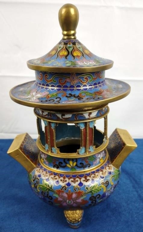 Cloisonne Pagoda Candle Lantern Vase