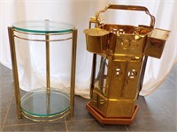 ROUND BRASS & GLASS SIDE STAND AND ORIENTAL