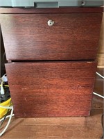 Wooden two drawer filing cabinet