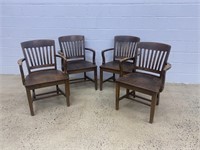 (4) Vtg. Wooden Office Chairs