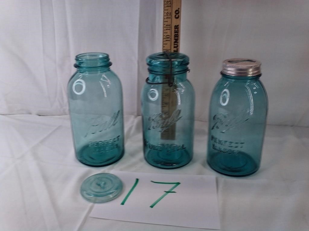 HALF GALLON AQUA MASON JARS