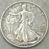 (E) 1942 s Silver Walking Liberty Half Dollar