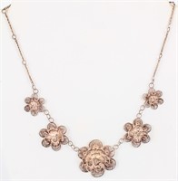 Jewelry Sterling Silver Flower Filigree Necklace