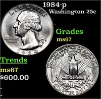 1984-p Washington Quarter 25c Grades GEM++ Unc