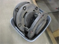 Four large casters and 3 garbage can wheels