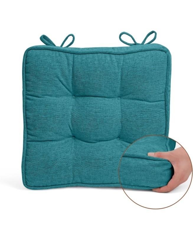 Pair of peacock blue chenille chair cushions