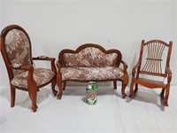 Three piece doll furniture group, sofa, etc