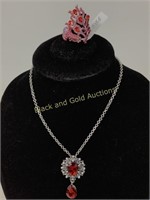 Ladies costume jewelry with red bling
