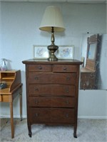 Vintage 6-drawer Dresser & Lamp, Floral Picture