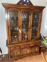 China cabinet with hutch approx 53in wide x 18in d